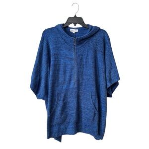 Grace & Lace Heathered Blue Quarter Zip Bambü Poncho Women's Size M/L/XL Cozy